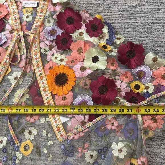 New Anthropologie Self Contrast Floral Appliqué Duster One Size - Picture 8 of 11